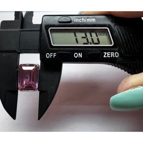 Vintage Sterling Silver 925 Ring w/ Large Pink Emerald-Cut Stone Size 6.5 - Picture 8 of 11